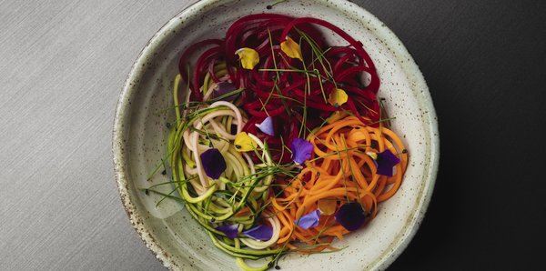 Sweet And Sour Spiralised Beetroot, Carrot And Zucchini Salad