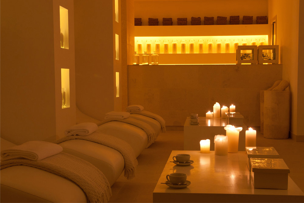 a spa centre with candles