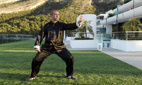 Man in Wushu stance