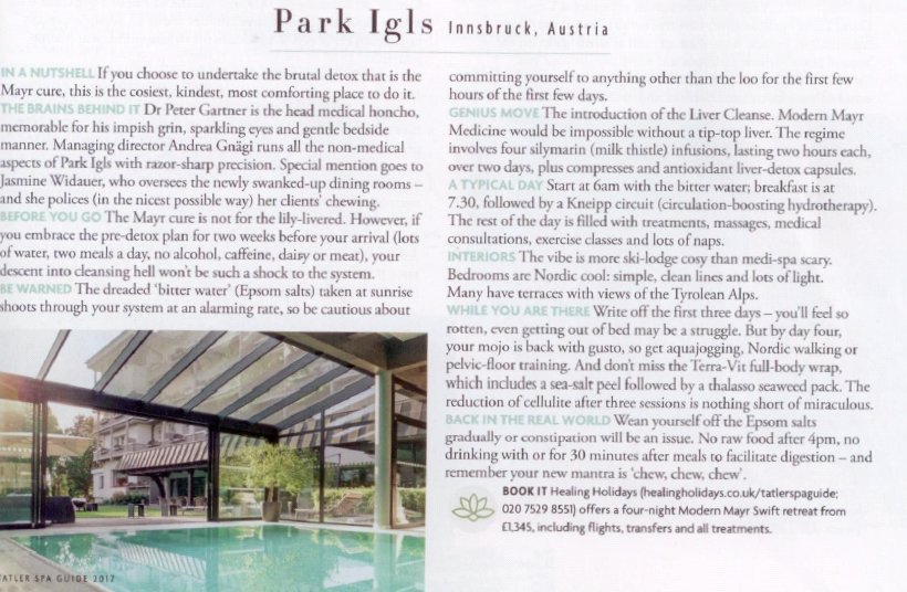 Parkhotel IGLS Tatler spa guide review