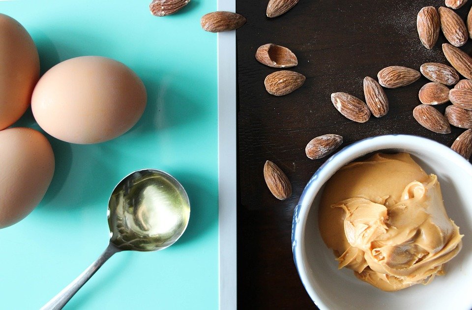 Almonds, peanut butter, and eggs